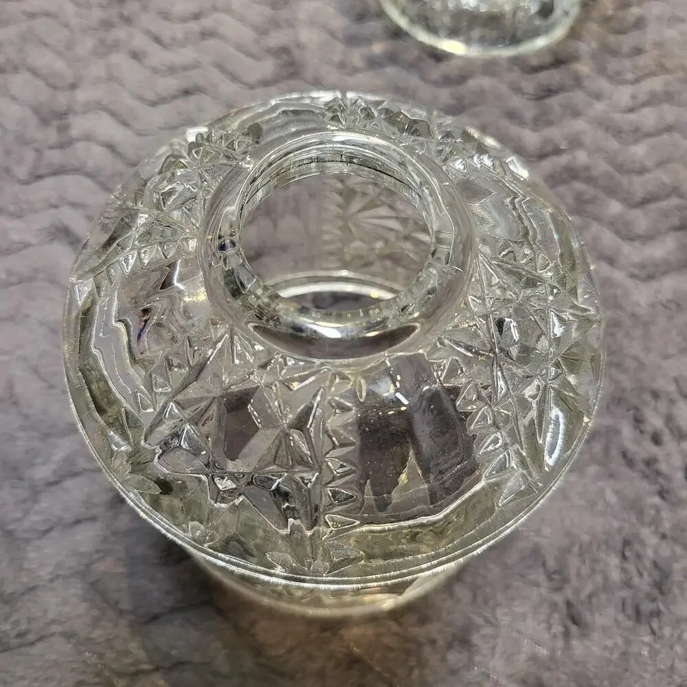Vintage Indiana Glass Stars and Bars Clear Fairy Lamp